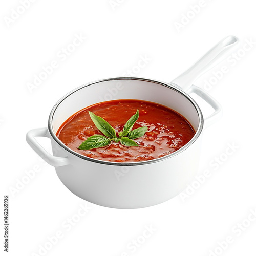 Delicious Tomato Soup in White Pot A Perfect Recipe isolated on transparent background