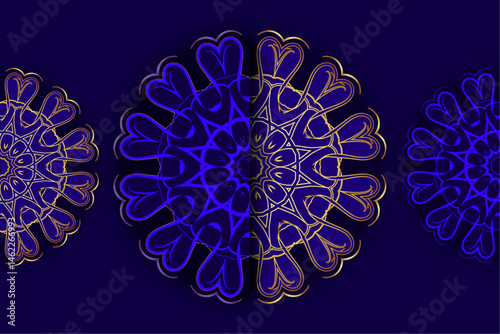 Interlocking Geometric Circles with Blue Mandala and Gold Accent

