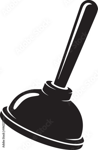 Plunger Silhouette Vector | Plumbing Black Vector Art Illustration for Utility Design