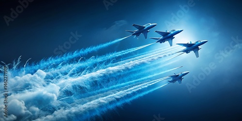 Minimalist Airwaves: Cold Air Flow, Blue Jets, Ice Particles - Stock Photo