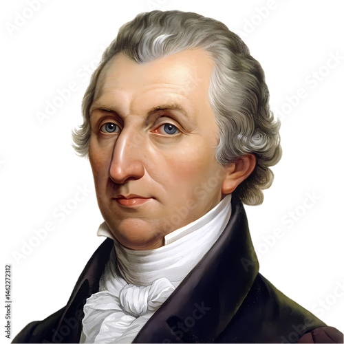 Portrait of James Madison A Historical Figure in American History isolated on transparent background