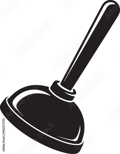 Plunger Silhouette Vector | Plumbing Black Vector Art Illustration for Utility Design
