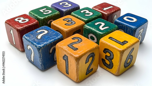 Colorful wooden number blocks