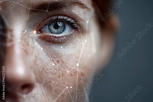 Woman Face with Network Connection