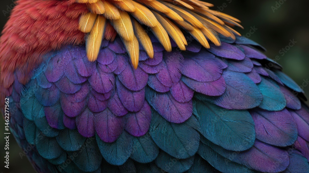 Obraz premium Majestic Bird: Iridescent Purple and Gold Feathers