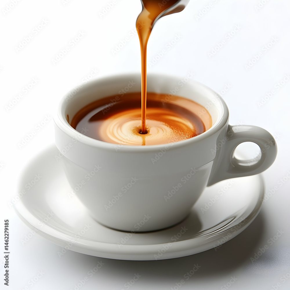 Espresso pouring into coffee cup Espresso pouring into coffee cup