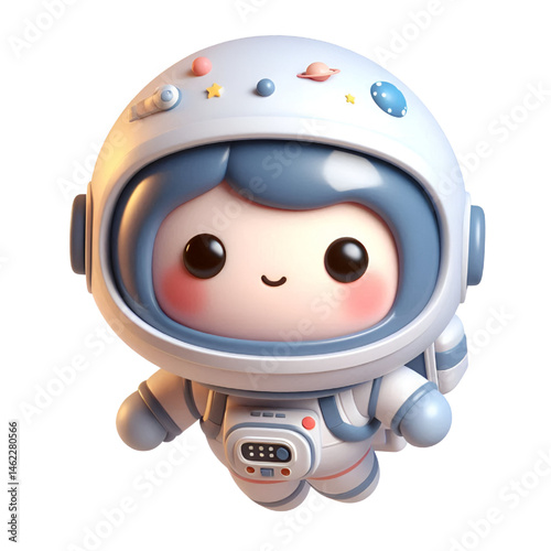 3D cute Astronaut floating in space isolated on white background