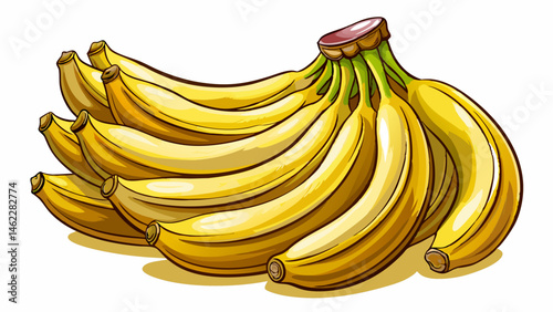 bunch of ripe bananas white background.