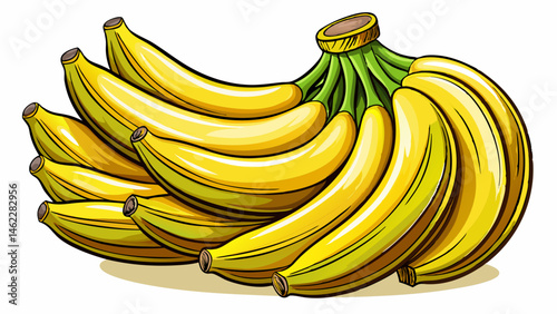 bunch of ripe bananas white background.