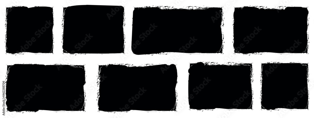 Set of paint brush grunge border frame. black grunge rectangles on a white background. Paint brush stamp collection. Vector brush rectangle grunge shape. eps 10