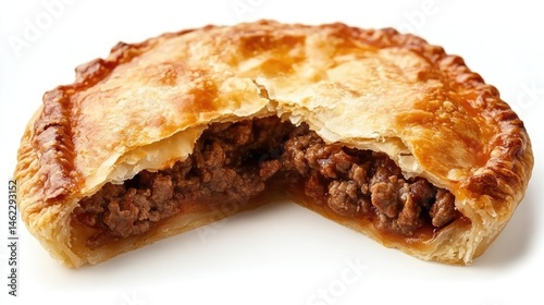 Delicious homemade meat pie with golden flaky crust and filling