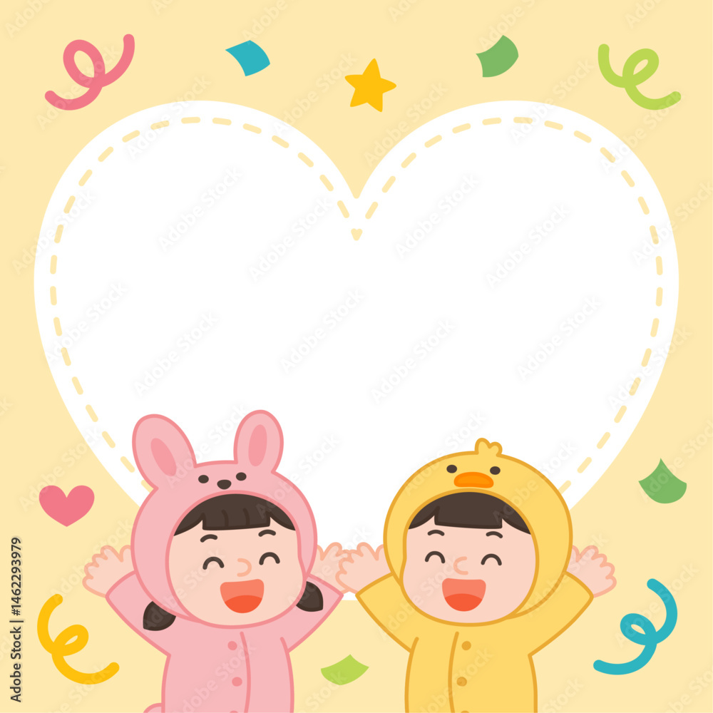 Cute Kids Frame with Heart Shape Cute Kids Frame with Heart Shape