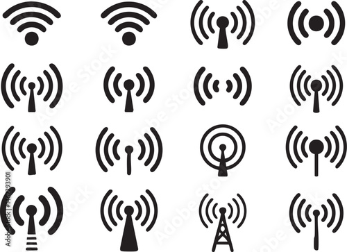 Wireless Signal and WiFi Icon Set, Internet Connection Symbols, Network Strength Graphics, Hand Drawn and Minimal Styles for App Interfaces, Web Design,