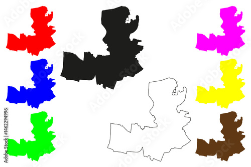 Panihati city (Republic of India, State of West Bengal) map vector illustration, scribble sketch Panihati map