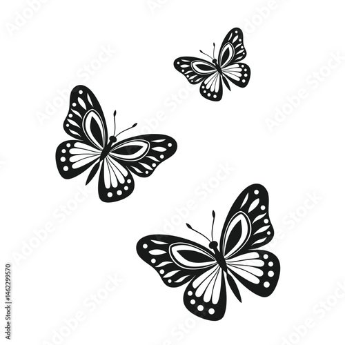 Black silhouette butterfly on white background vector illustration
