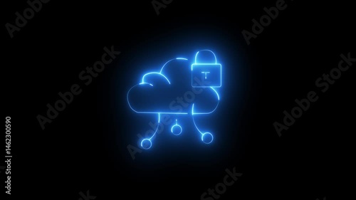 Glowing neon line setting icon with spinning gears icon animated. Technology setting icon concept. in black background.