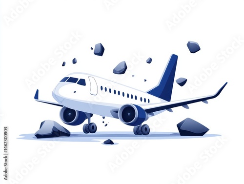 Airplane Crash Illustration
