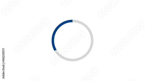 Loading Bar Circle animation, Loading neon circles icon on background video, Numerical counting from 0 to 100%, Buffering circle loading bar on blue screen,