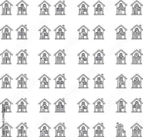 Icons set. Set of Real estate editable stroke outline icons	