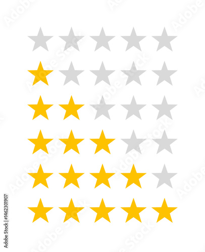 Star Rating Icon Set - Flat Vector Badges 0-5 Stars