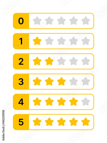 Star Rating Icon Set - Flat Vector Badges 0-5 Stars