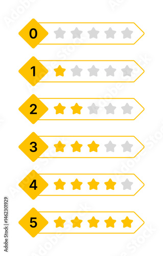 Star Rating Icon Set - Flat Vector Badges 0-5 Stars