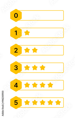 Star Rating Icon Set - Flat Vector Badges 0-5 Stars