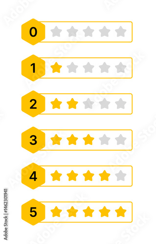 Star Rating Icon Set - Flat Vector Badges 0-5 Stars