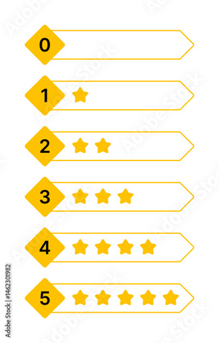 Star Rating Icon Set - Flat Vector Badges 0-5 Stars