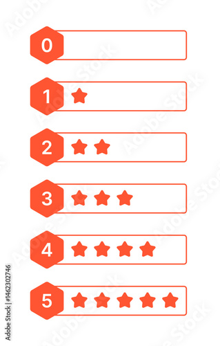 Star Rating Icon Set - Flat Vector Badges 0-5 Stars