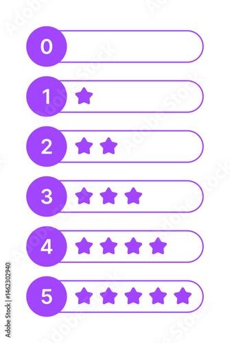 Star Rating Icon Set - Flat Vector Badges 0-5 Stars