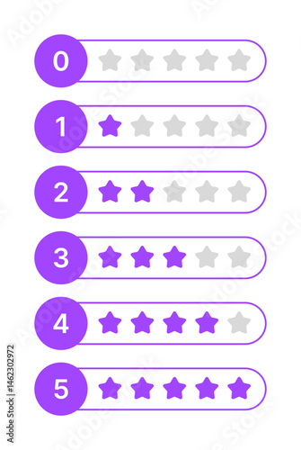Star Rating Icon Set - Flat Vector Badges 0-5 Stars