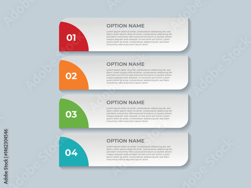 4 Steps business data visualization timeline process infographic template design with icons. Outline art and illustration.