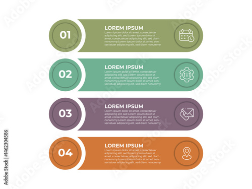 4 Steps business data visualization timeline process infographic template design with icons. Vector illustration.