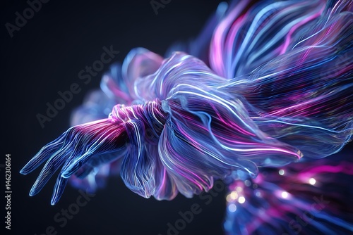 Colorful abstract art using flowing lines to represent motion and light in a dynamic and expressive manner