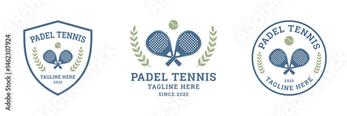 set vintage padel tennis logo vector illustration badge design
