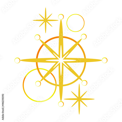 Minimalistic composition with stars in a mystical style. Vector illustration