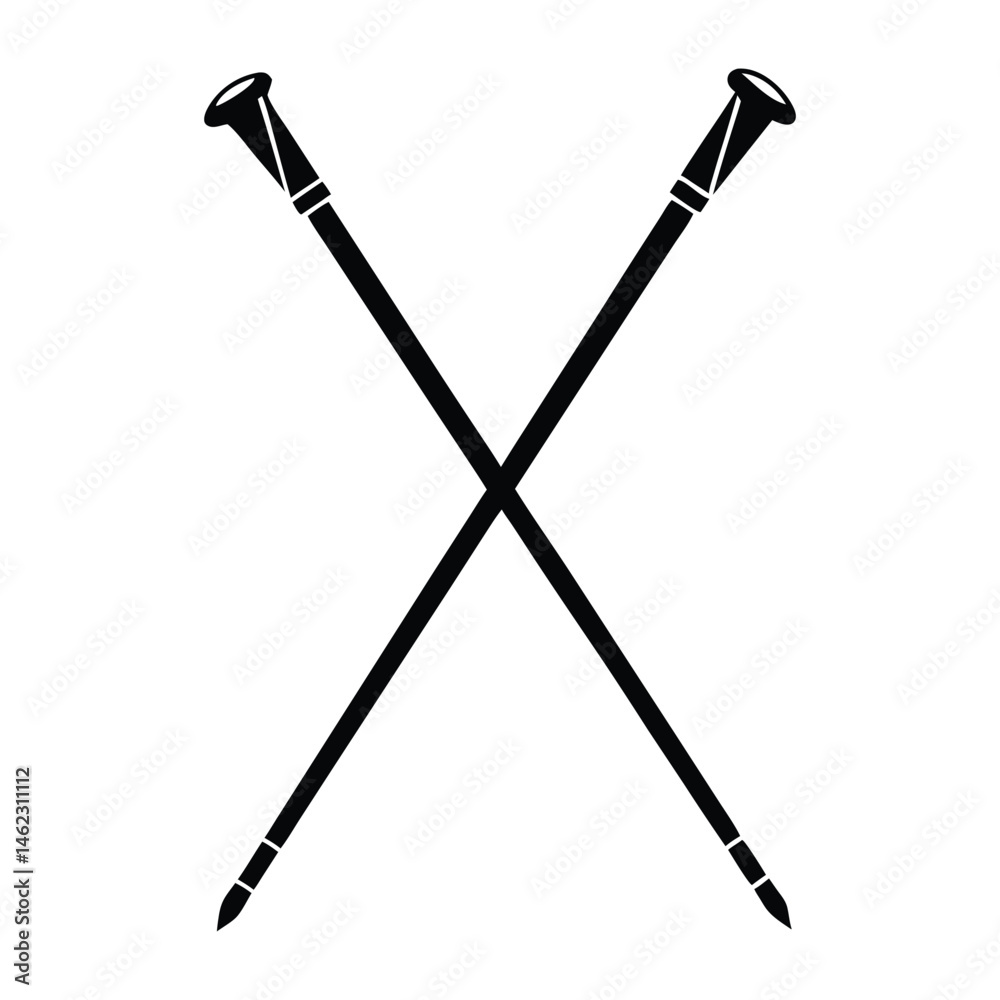 Obraz premium Nordic ski poles, cross-country ski poles, ski poles for Nordic skiing, winter sports vector art 
