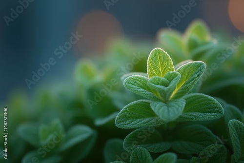 capture serene and minimalistic image of small-scale urban garden featuring fresh herbs natural light to accentuate