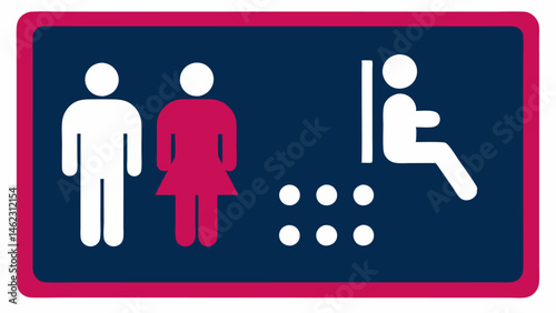Guidance Signage A vector image of clear signage in braille and highcontrast text directing passengers to accessible features like restrooms and seating areas.