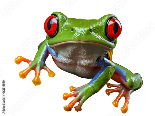 3D rendering of a red eyed tree frog isolated on white background