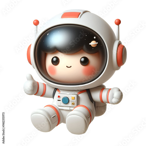 3D cute Astronaut floating in space isolated on white background