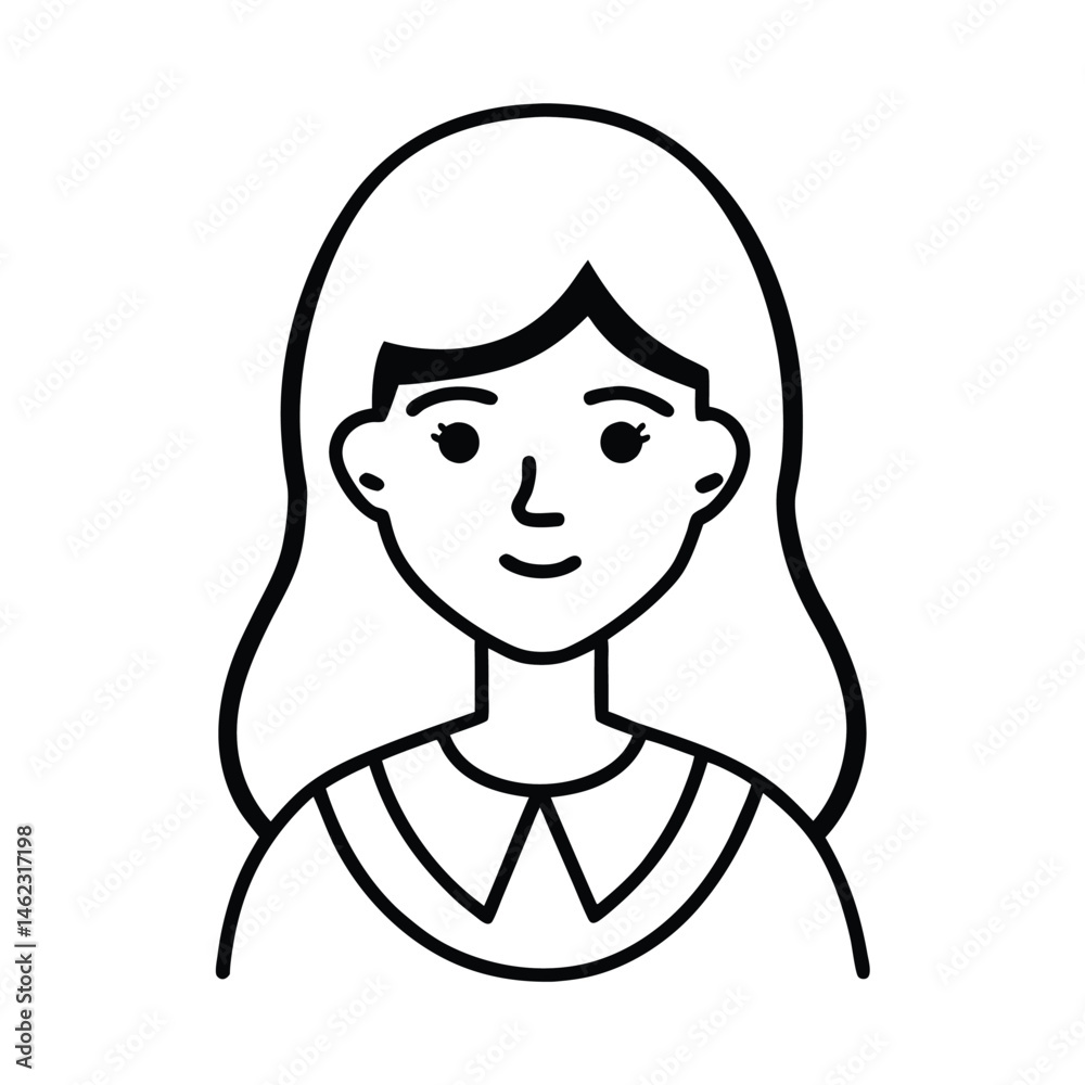 Fototapeta premium Girl Icon Vector Illustration ? Cartoon Clipart and Line Art Design 3.eps