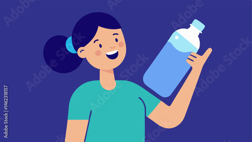 Hydration Reminder A closeup of a person holding a large refreshing water bottle smiling while clearly rehydrating after their cryotherapy session.