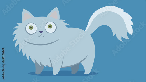 Pawsitive Shock A fluffy simplified cat illustration with oversized eyes that are expressive and filled with amazement. The cats body is slightly hunched forward and its paws are