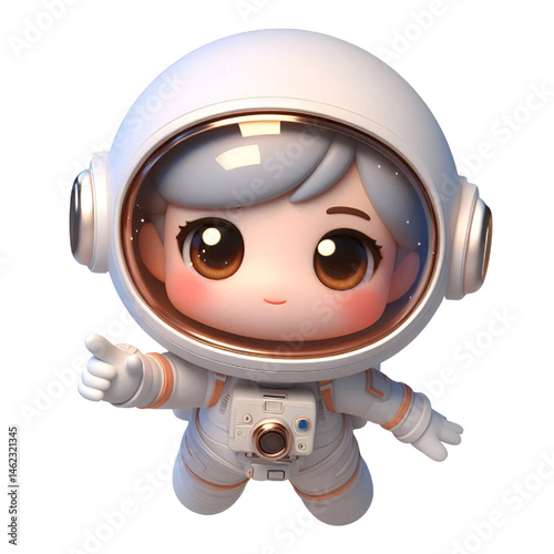 3D cute Astronaut floating in space isolated on white background