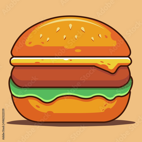 cheese burger, vector illustration. burger icon with clean lines, ideal for app interfaces and branding Cartoon. with cheese