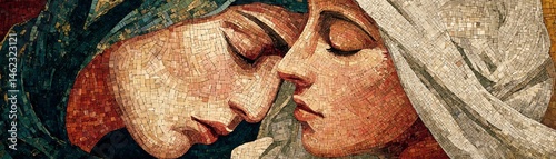 Obraz na płótnie Artistic portrayal of two women with deep emotional connection, white isolate background w salonie