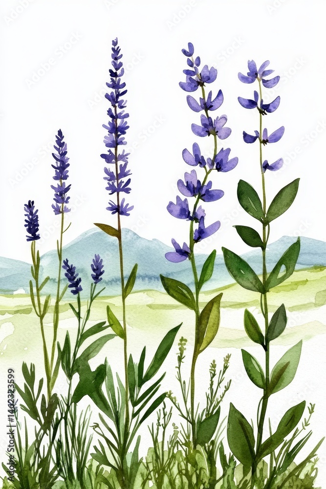 Fototapeta premium This artwork highlights various wild herbs used in pharmaceutical remedies.