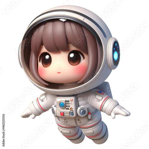 3D cute Astronaut floating in space isolated on white background
